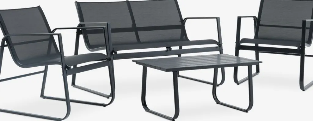Conjuntos Mesa Y Sillas De Jardín|Muebles De Jardín>JYSK HORNSLETConjunto muebles jardín HORNSLET 4 plazas Negro