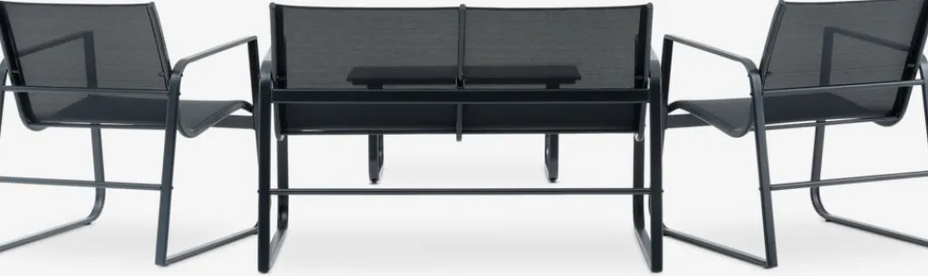 Conjuntos Mesa Y Sillas De Jardín|Muebles De Jardín>JYSK HORNSLETConjunto muebles jardín HORNSLET 4 plazas Negro
