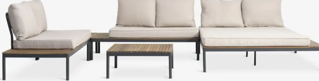 Conjuntos Mesa Y Sillas De Jardín|Muebles De Jardín>JYSK HOUConjunto jardín HOU chaise longue 6 plazas madera dura