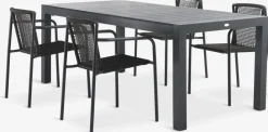 Conjuntos Mesa Y Sillas De Jardín>JYSK HSTEHAVE + KRISTIANSTADMesa HESTEHAVE L205/275 negro + 4 sillas KRISTIANSTAD verde