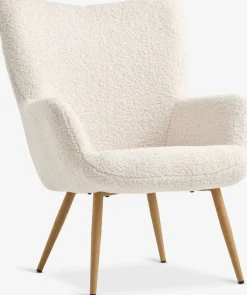 Sillones>JYSK HUNDESTEDSillón HUNDESTED felpa blanco crudo/color roble natural Blanco roto