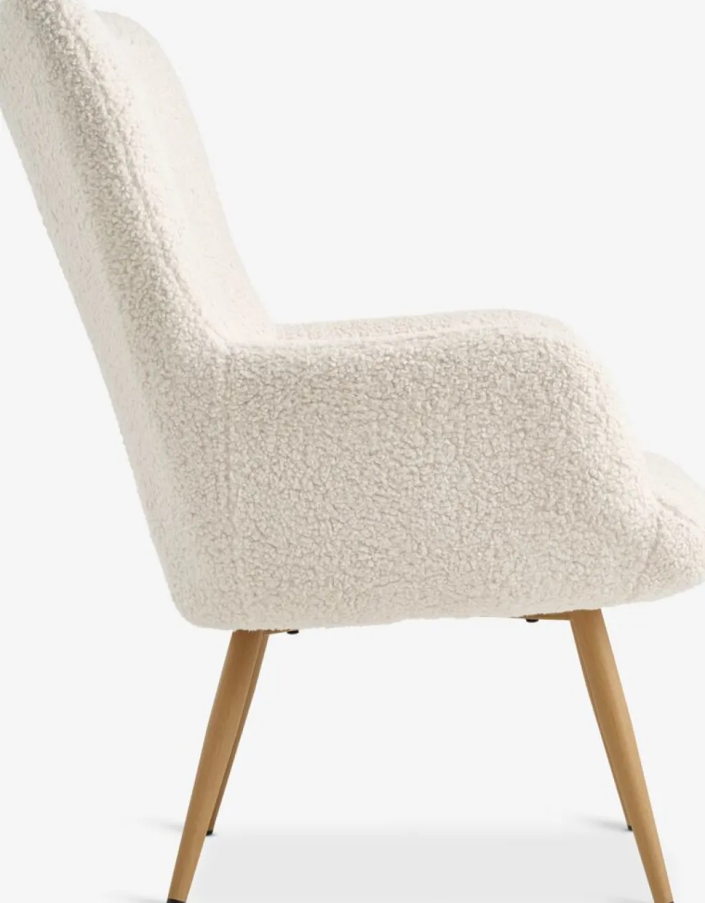 Sillones>JYSK HUNDESTEDSillón HUNDESTED felpa blanco crudo/color roble natural Blanco roto