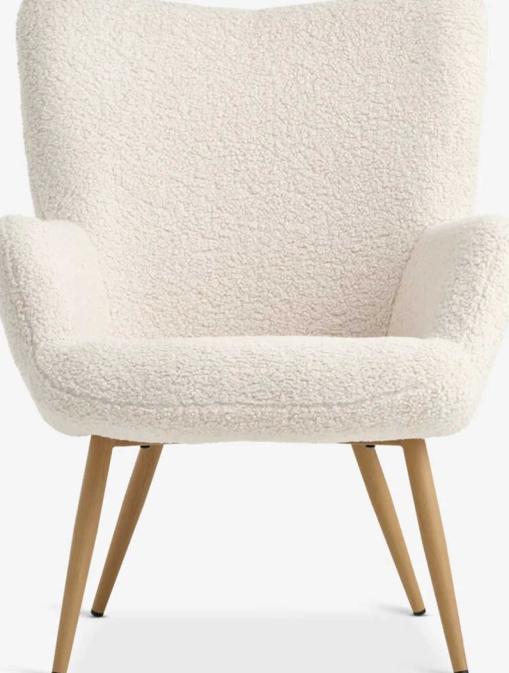 Sillones>JYSK HUNDESTEDSillón HUNDESTED felpa blanco crudo/color roble natural Blanco roto