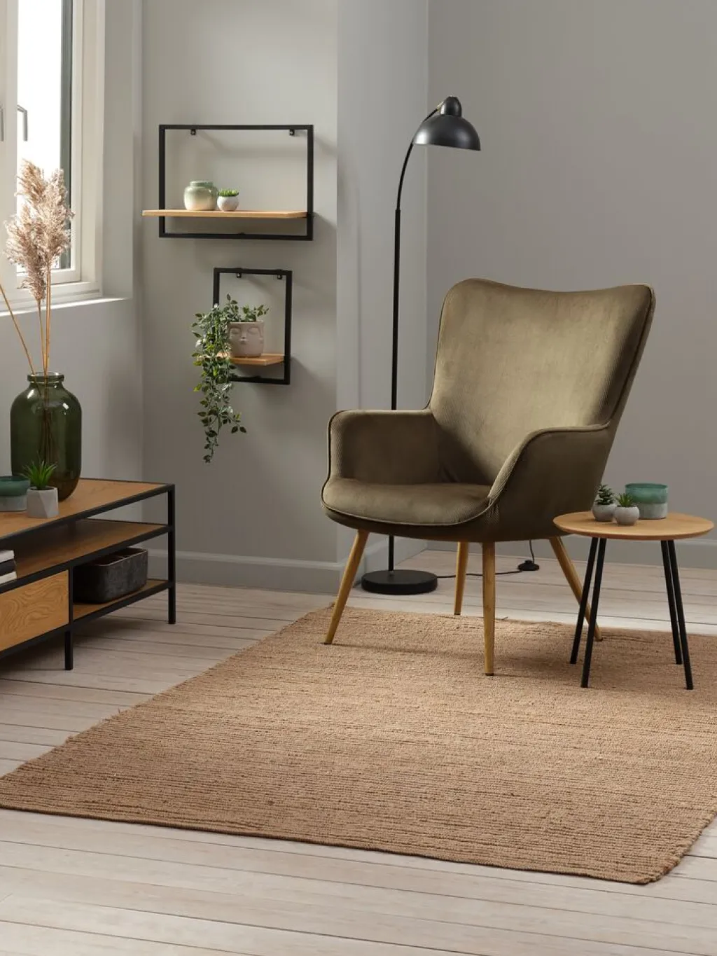 Sillones>JYSK HUNDESTEDSillón HUNDESTED pana /color roble natural Verde