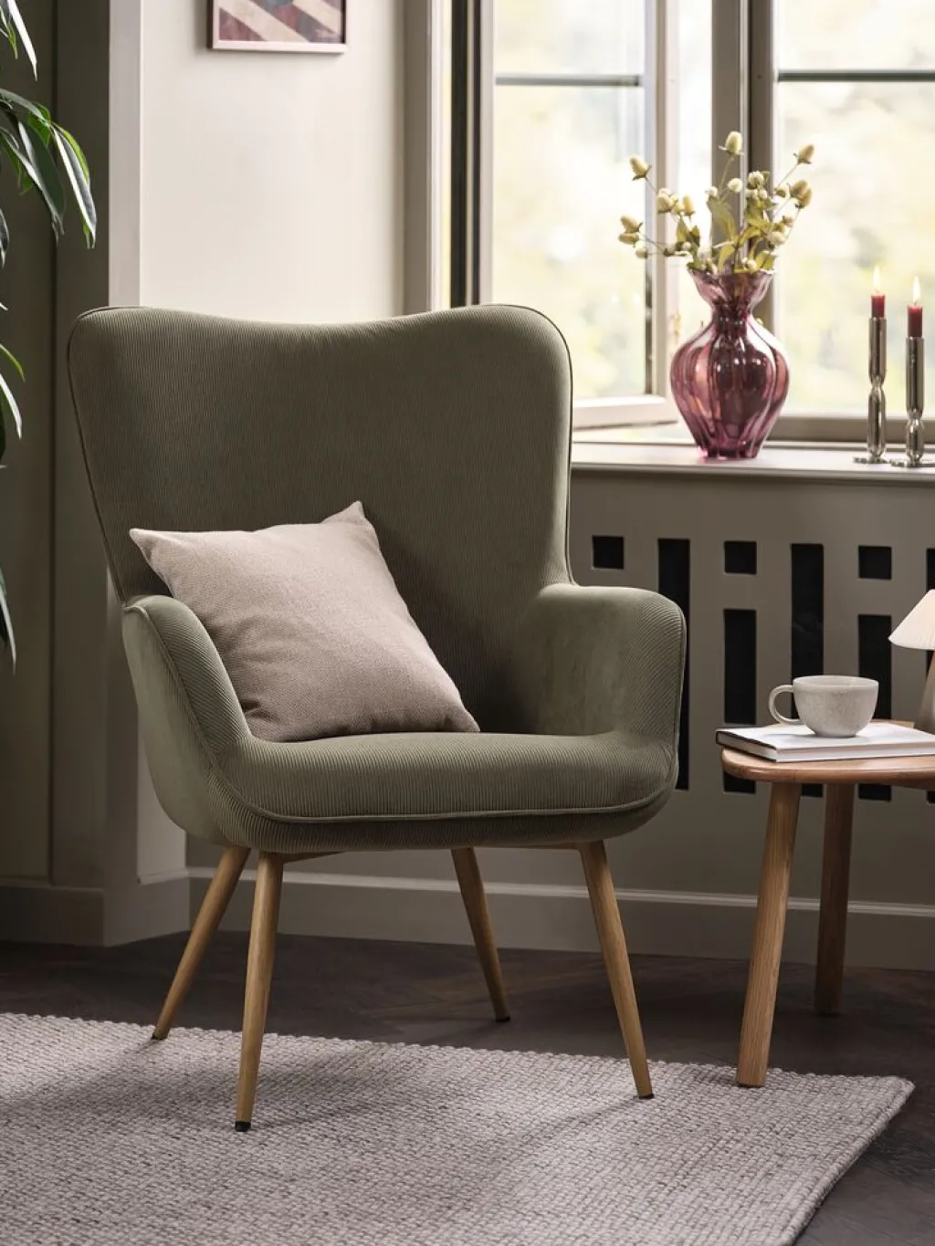 Sillones>JYSK HUNDESTEDSillón HUNDESTED pana /color roble natural Verde