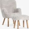 Sillones>JYSK HVILSTEDSillón HVILSTED con reposapiés felpa blanco crudo/natural