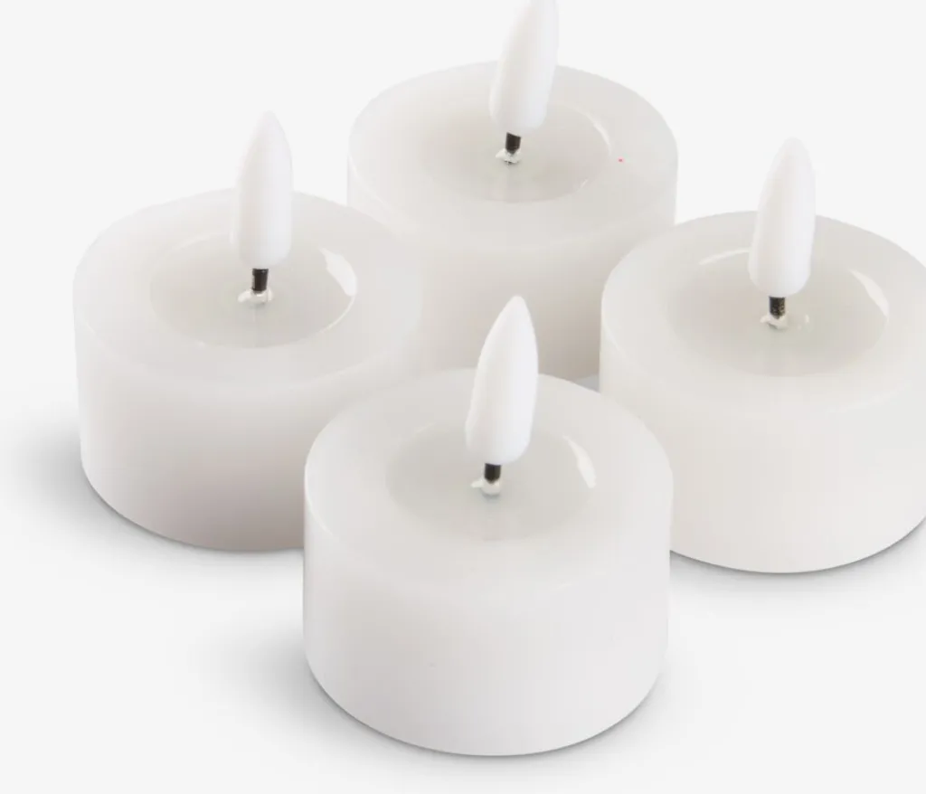 Velas LED>JYSK INGEMANVelas pequeñas LED INGEMAN Ø4xA4cm blanco 4 uds temporizador