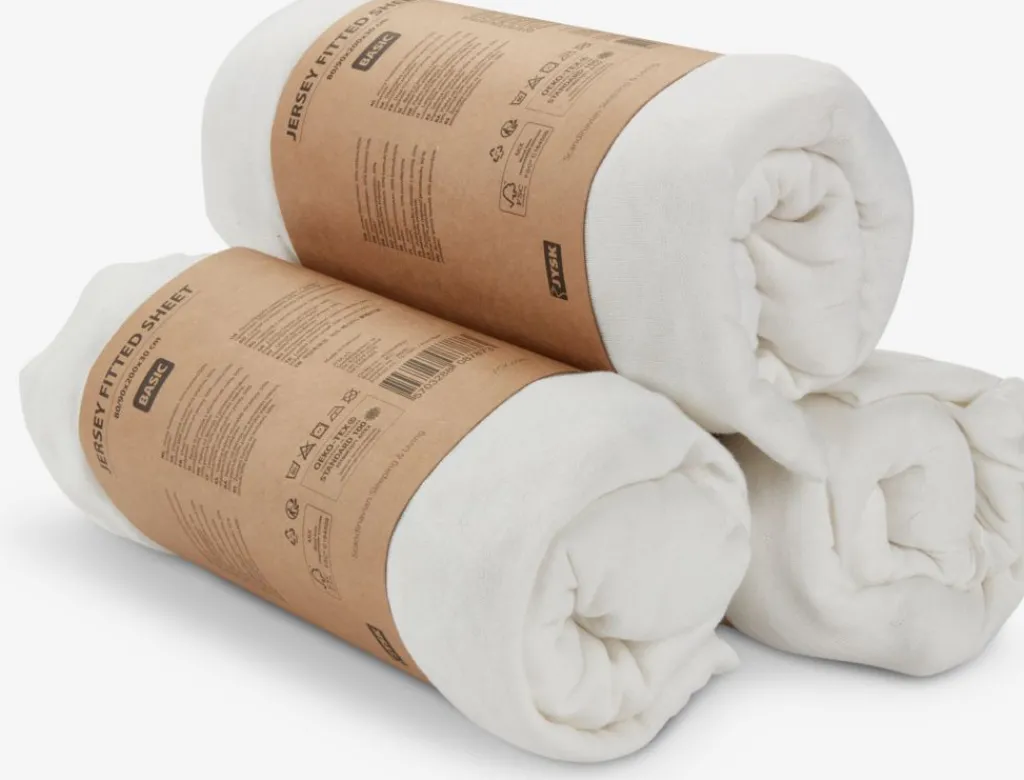 Sábanas Para Colchones|Sábanas Para Toppers>JYSK JANNEBASICSábana bajera ajustable de jersey JANNE 90x200x30 Blanco