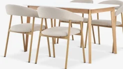 Mesas De Comedor|Conjuntos De Comedor>JYSK JEGIND + EJSINGMesa JEGIND L130 blanco + 4 sillas EJSING beis/roble natural