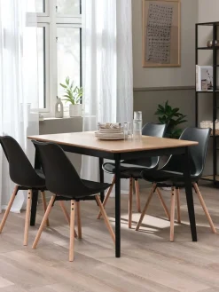 Mesas De Comedor|Conjuntos De Comedor>JYSK JEGIND + KASTRUPMesa JEGIND L130 roble natural/negro +4 sillas KASTRUP negro