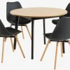 Mesas De Comedor|Conjuntos De Comedor>JYSK JEGIND + KASTRUPMesa JEGIND Ø105 roble natural + 4 sillas KASTRUP negro