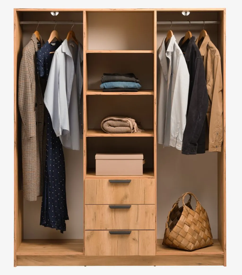 Armarios|Todos Los Armarios>JYSK JENSLEVArmario JENSLEV 144x176 3 puertas color roble salvaje nat Roble salvaje natural