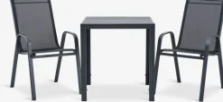 Conjuntos Mesa Y Sillas De Jardín>JYSK JERSORE + LEKNESMesa JERSORE L70 + 2 sillas LEKNES negro