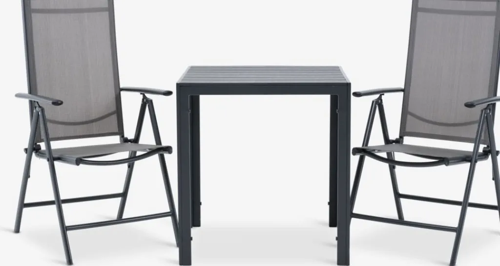 Conjuntos Mesa Y Sillas De Jardín>JYSK JERSORE + MELLBYMesa JERSORE L70 + 2 sillas MELLBY negro