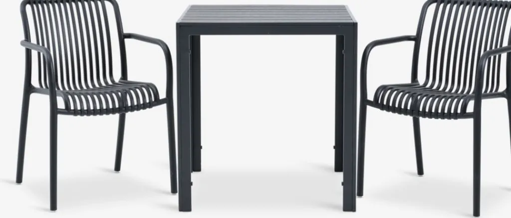 Conjuntos Mesa Y Sillas De Jardín>JYSK JERSORE + NABBENMesa JERSORE L70 + 2 sillas NABBEN negro