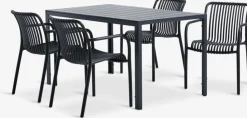 Conjuntos Mesa Y Sillas De Jardín>JYSK JERSORE + NABBENMesa JERSORE L140 + 4 sillas NABBEN negro