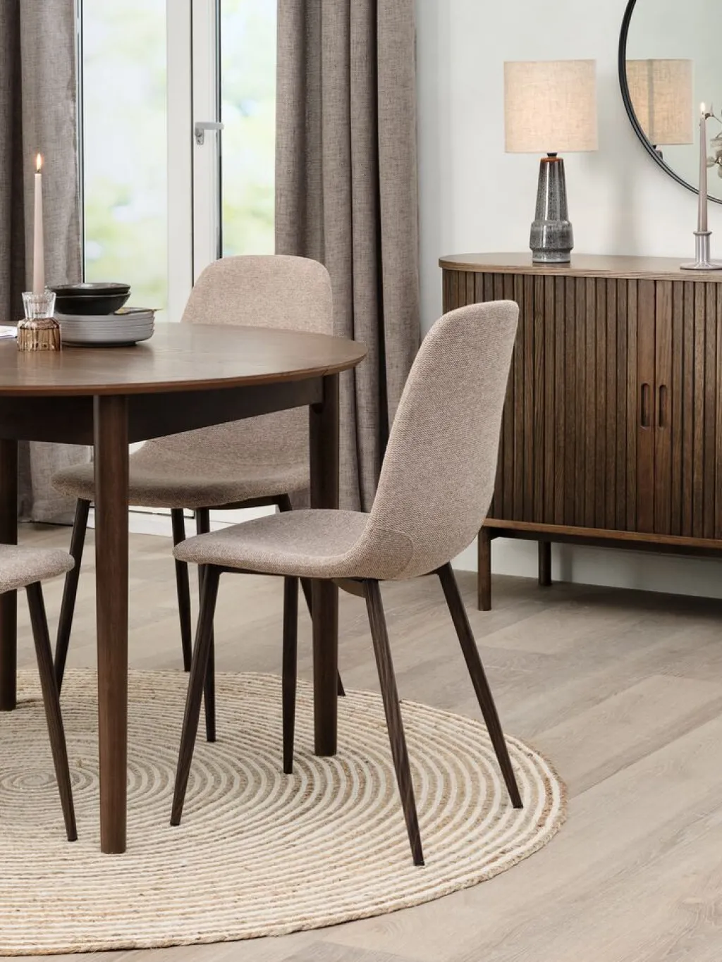 Sillas De Comedor>JYSK JONSTRUPSilla de comedor JONSTRUP tela beis/color roble oscuro Beige