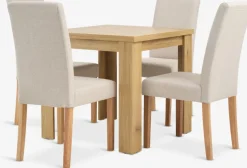 Mesas De Comedor|Conjuntos De Comedor>JYSK JUNGEN + TUREBYMesa JUNGEN L80/160 roble cálido + 4 sillas TUREBY beis
