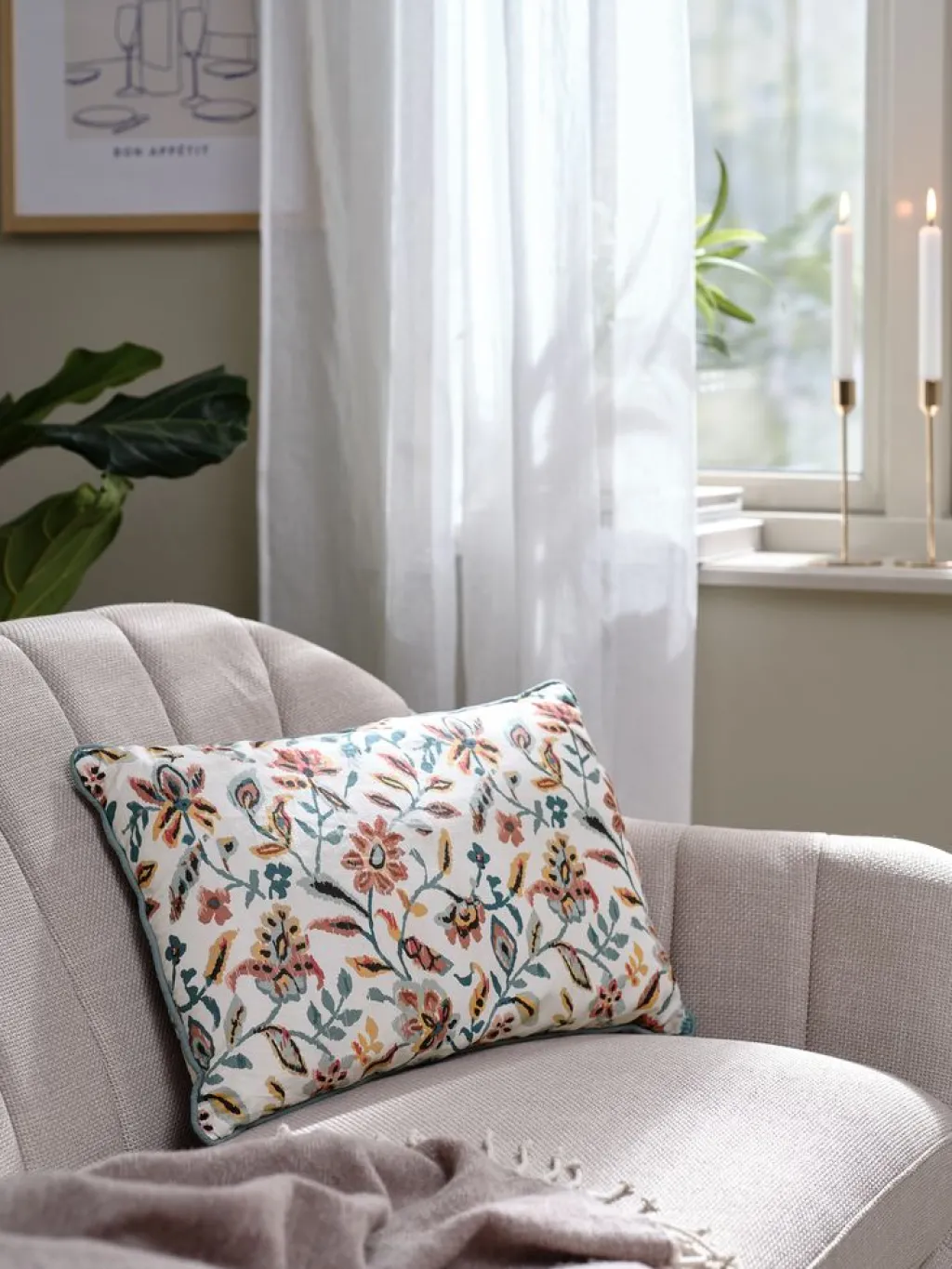 Cojines>JYSK KAMILLECojín KAMILLE 35x50 blanco/turquesa