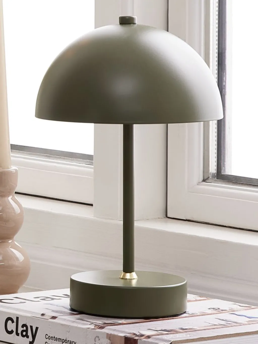 Iluminación Decorativa>JYSK KENTLámpara a pilas KENT Ø16xA25cm verde táctil y temporizador Verde oliva