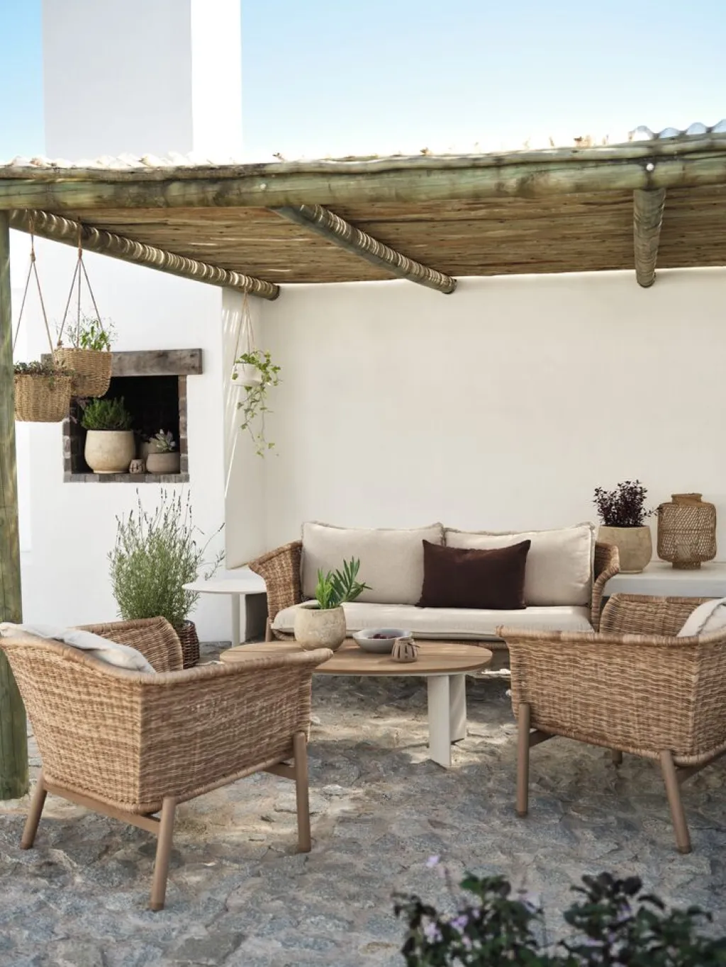 Conjuntos Mesa Y Sillas De Jardín|Muebles De Jardín>JYSK KOEPINGConjunto muebles jardín KOEPING 4,5 plazas natural