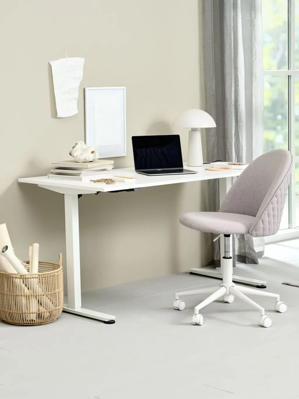Sillas De Oficina|Sillas Gaming>JYSK KOKKEDALSilla de escritorio KOKKEDAL tela /blanco Gris