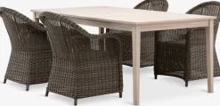Conjuntos Mesa Y Sillas De Jardín>JYSK KOLLEN + GAMMELBYMesa KOLLEN L205 madera dura + 4 sillas GAMMELBY gris