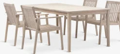 Conjuntos Mesa Y Sillas De Jardín>JYSK KOLLEN + RADSTEDMesa KOLLEN L205 + 4 sillas RADSTED madera dura
