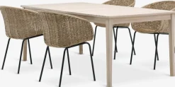 Conjuntos Mesa Y Sillas De Jardín>JYSK KOLLEN + TUERNEMesa KOLLEN L205 madera dura + 4 sillas TUERNE natural