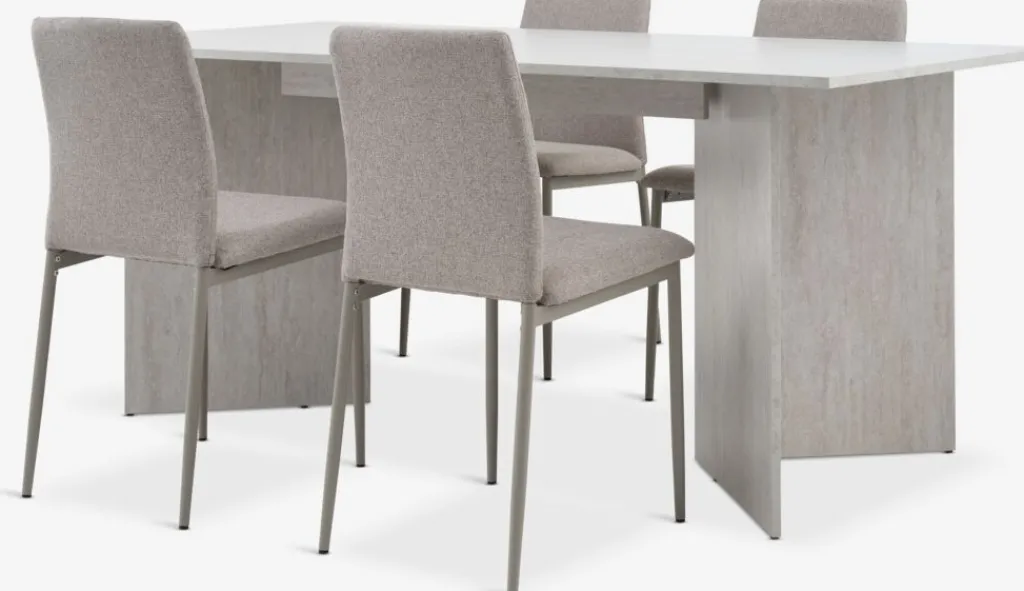 Mesas De Comedor|Conjuntos De Comedor>JYSK KRONDAL + BRANDEMesa KRONDAL L180 travertino + 4 sillas BRANDE beis