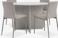 Mesas De Comedor|Conjuntos De Comedor>JYSK KRONDAL + BRANDEMesa KRONDAL Ø110 travertino + 4 sillas BRANDE beis