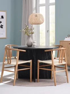 Mesas De Comedor|Conjuntos De Comedor>JYSK KRONDAL + GUDERUPMesa KRONDAL Ø110 mármol + 4 sillas GUDERUP roble/natural