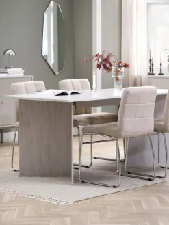 Mesas De Comedor|Conjuntos De Comedor>JYSK KRONDAL + HAMMELMesa KRONDAL L180 travertino + 4 sillas HAMMEL beis