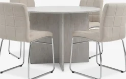 Mesas De Comedor|Conjuntos De Comedor>JYSK KRONDAL + HAMMELMesa KRONDAL Ø110 travertino + 4 sillas HAMMEL beis