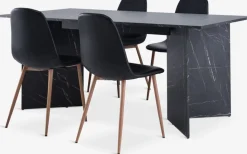 Mesas De Comedor|Conjuntos De Comedor>JYSK KRONDAL + JONSTRUPMesa KRONDAL L180 mármol + 4 sillas JONSTRUP negro Negro+Roble natural
