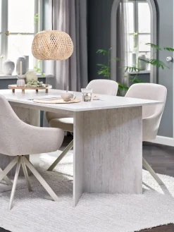 Mesas De Comedor|Conjuntos De Comedor>JYSK KRONDAL + ROSTRUPMesa KRONDAL L180 travertino + 4 sillas ROSTRUP beis