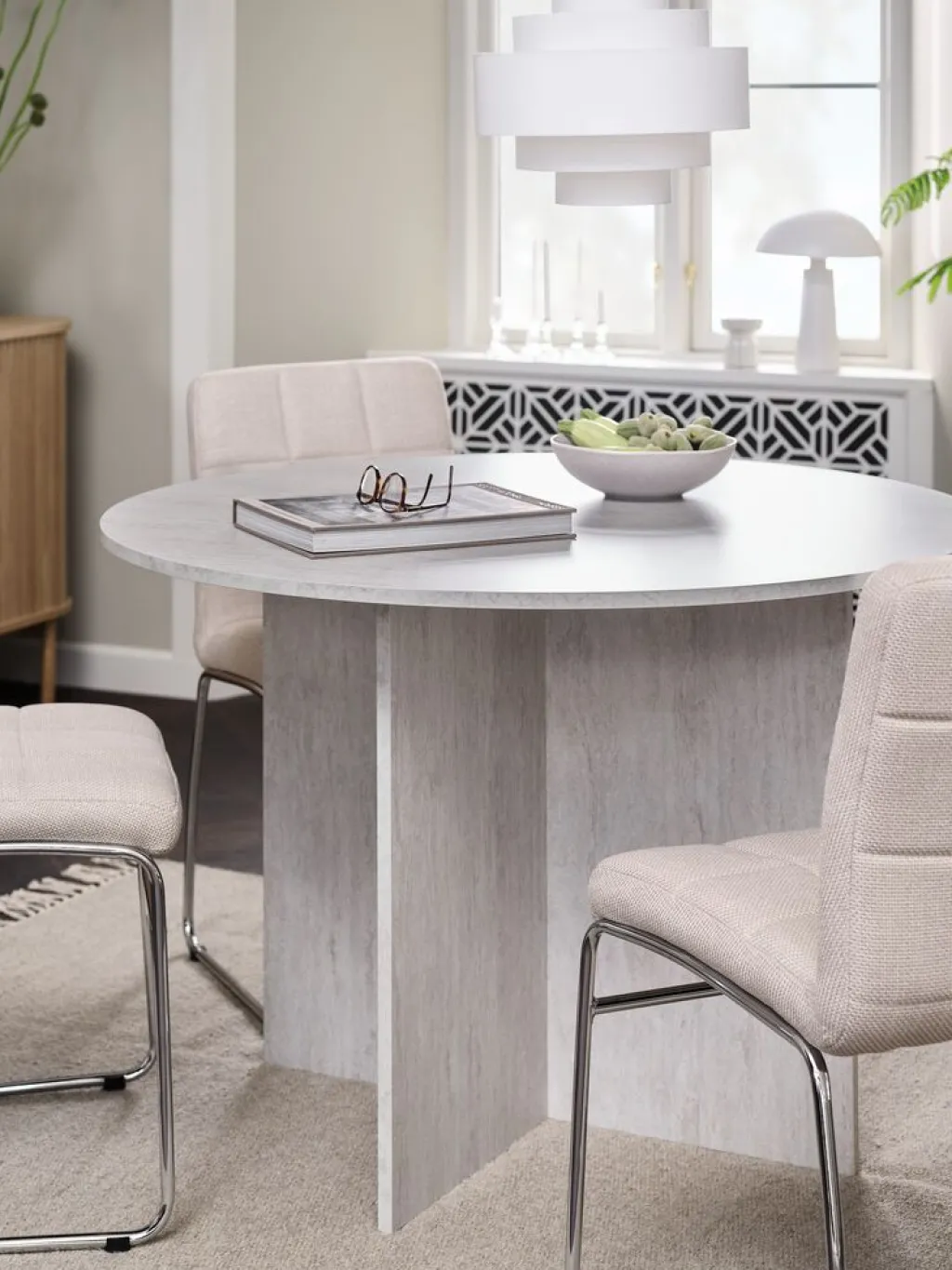 Mesas De Comedor>JYSK KRONDALMesa de comedor KRONDAL Ø110 color Travertino