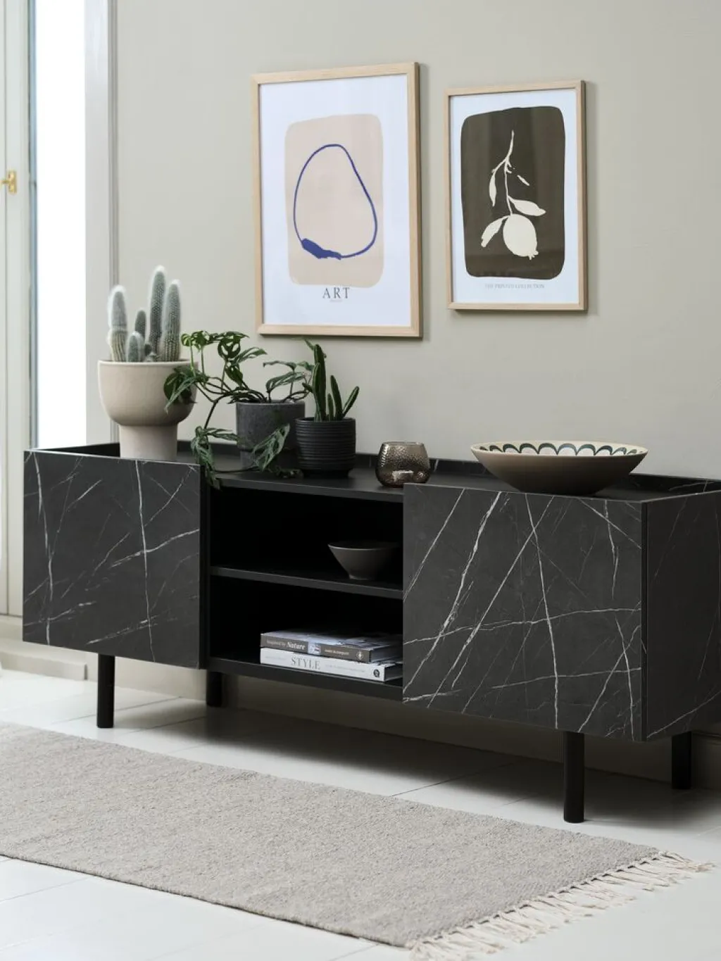 Muebles De TV>JYSK KRONDALMueble TV KRONDAL 2 puertas color mármol/negro