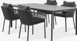 Conjuntos Mesa Y Sillas De Jardín>JUTLANDIA KUMLA + GILJAMesa KUMLA L200 + 4 sillas GILJA gris