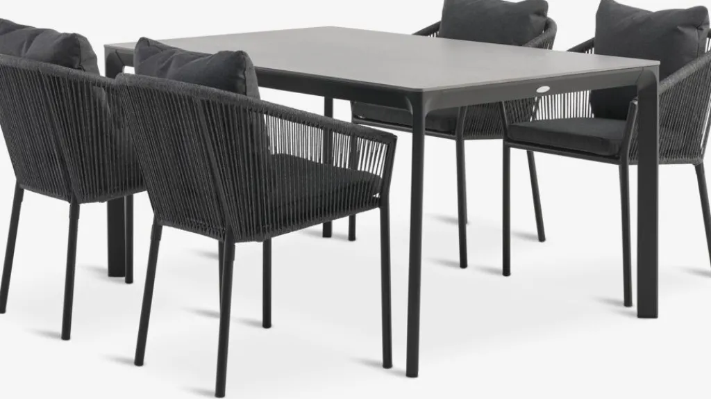 Conjuntos Mesa Y Sillas De Jardín>JUTLANDIA KUMLA + GILJAMesa KUMLA L150 + 4 sillas GILJA gris