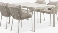 Conjuntos Mesa Y Sillas De Jardín>JUTLANDIA KUMLA + GILJAMesa KUMLA L150 + 4 sillas GILJA beis