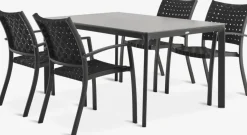 Conjuntos Mesa Y Sillas De Jardín>JUTLANDIA KUMLA + GLOMFJORDMesa KUMLA L150 gris + 4 sillas GLOMFJORD negro