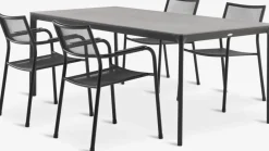 Conjuntos Mesa Y Sillas De Jardín>JUTLANDIA KUMLA + HEMSEDALMesa KUMLA L200 gris + 4 sillas HEMSEDAL negro