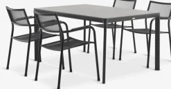 Conjuntos Mesa Y Sillas De Jardín>JUTLANDIA KUMLA + HEMSEDALMesa KUMLA L150 gris + 4 sillas HEMSEDAL negro
