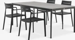 Conjuntos Mesa Y Sillas De Jardín>JYSK KUMLA + INGSTRUPMesa KUMLA L200 + 4 sillas INGSTRUP negro Gris