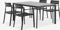 Conjuntos Mesa Y Sillas De Jardín>JYSK KUMLA + INGSTRUPMesa KUMLA L150 + 4 sillas INGSTRUP negro Gris