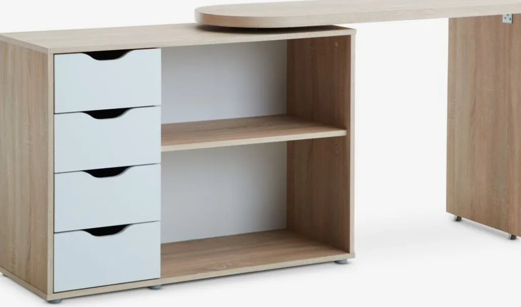Escritorios|Escritorios Elevables>JYSK LANGAGEREscritorio LANGAGER 41-107x107-165 color roble claro/blanco
