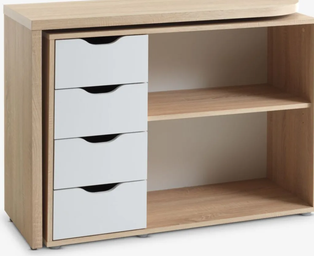 Escritorios|Escritorios Elevables>JYSK LANGAGEREscritorio LANGAGER 41-107x107-165 color roble claro/blanco