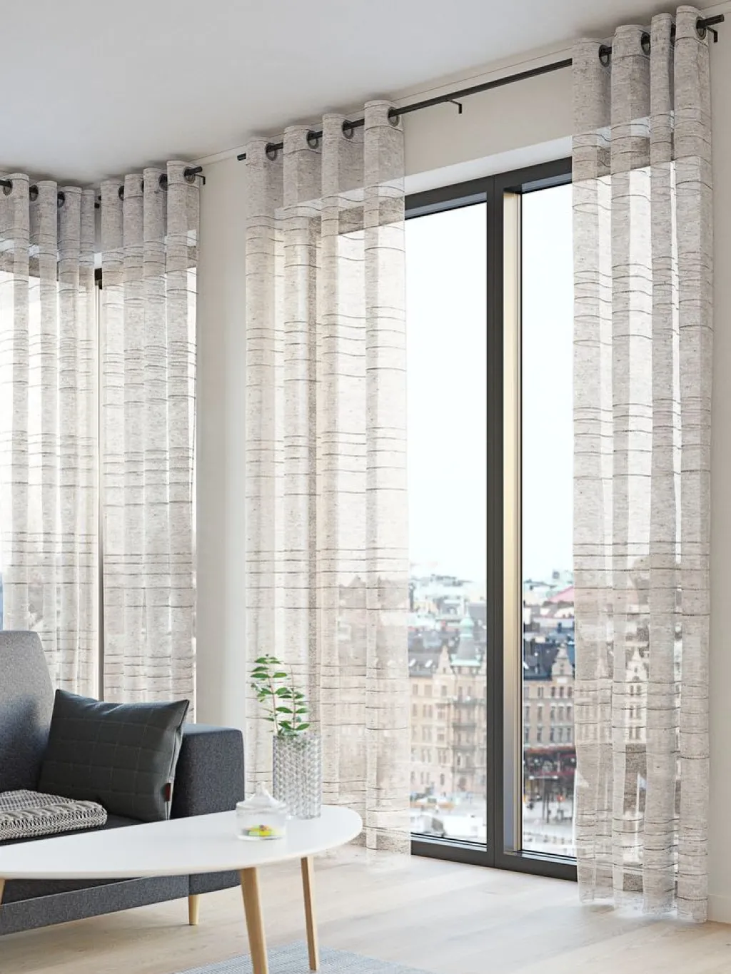 Cortinas Traslúcidas>JYSK LANGELANDCortina LANGELAND 1x140x300 aspecto lino beis