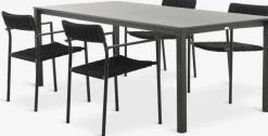 Conjuntos Mesa Y Sillas De Jardín>JYSK LANGET + TRILLEVALLENMesa LANGET L207 + 4 sillas TRILLEVALLEN negro